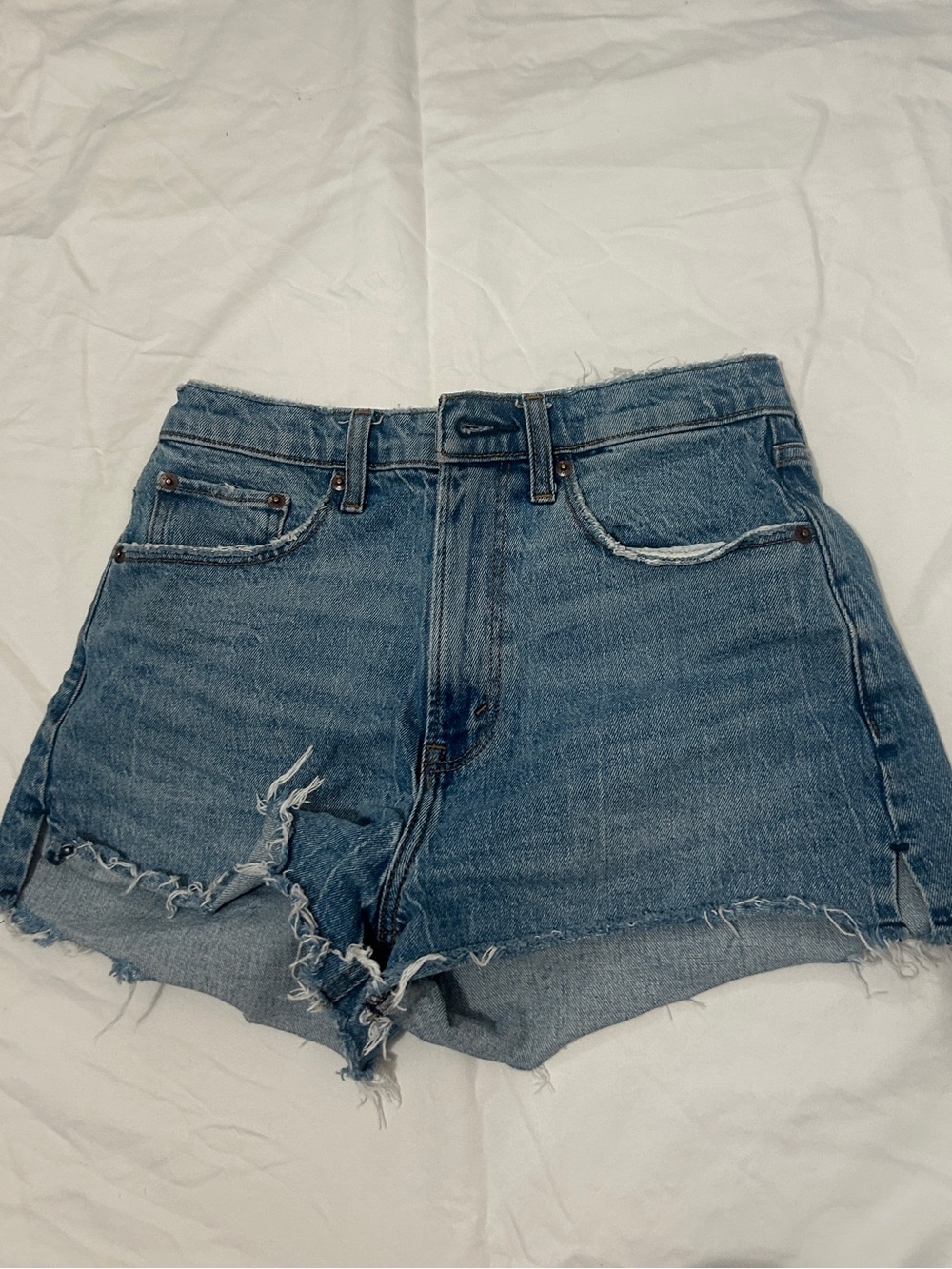 Abercrombie & Fitch Light Blue Distressed Denim Shorts